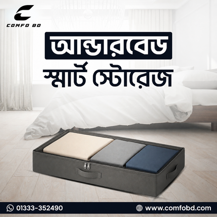 Underbed Storage Organizer, Foldable Box with Dual Zipper & Handles