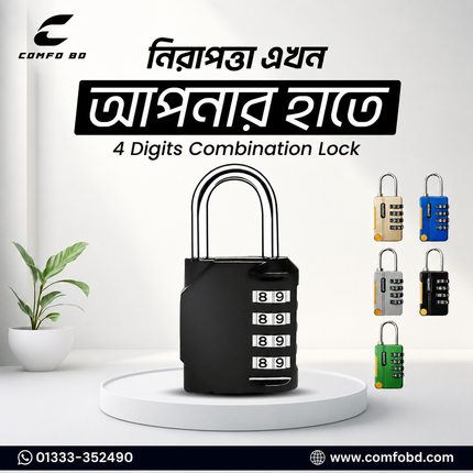 Combination Mini Size Padlock, 4 Digits, Waterproof Outdoor Heavy Duty